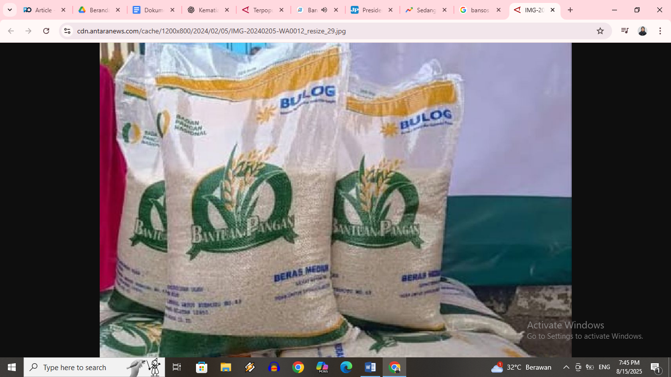 Ilustrasi bansos beras 20kg
