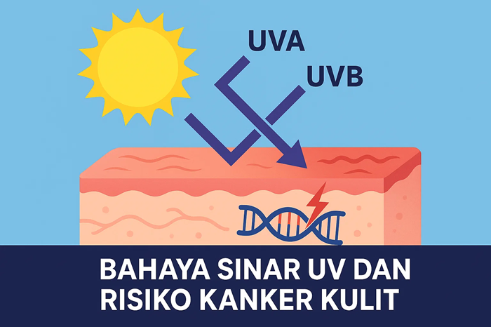 Gambar sinar uv yang mengenai kulit ilustrasi by SoraAI