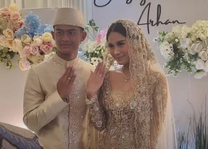 Pratama Arhan dan Azizah Salsha saat pernikahan