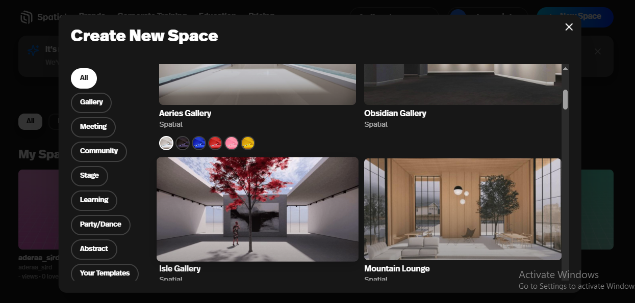 Template Gratis Virtual Room Spatial. Io