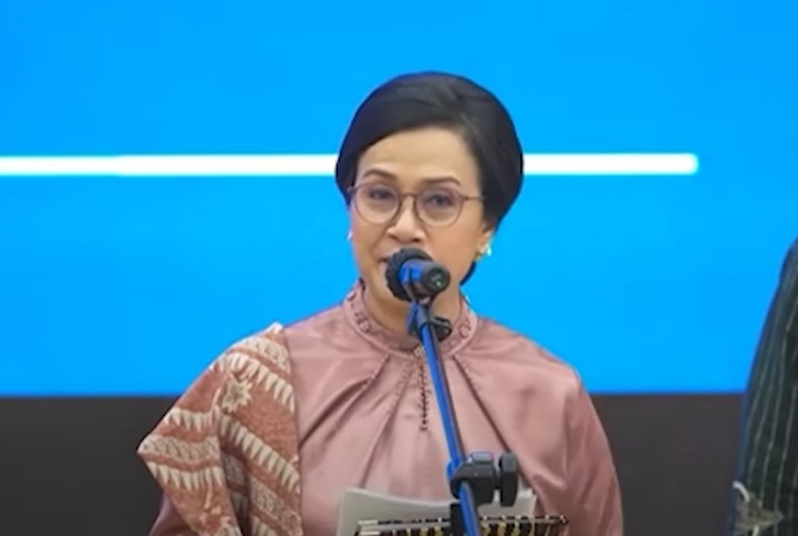 Sri Mulyani saat pidato perpisahan di kantor Kemenkeu
