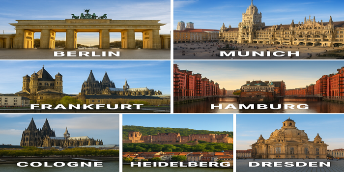 Dari megahnya Berlin & Munich, romantisnya Heidelberg, hingga Frankfurt, Hamburg, Cologne, dan Dresden yang memikat.