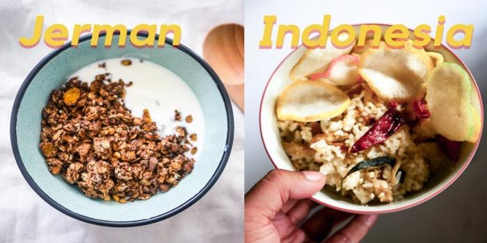 Perbandingan menu makan sederhana antara Jerman dengan Indonesia
