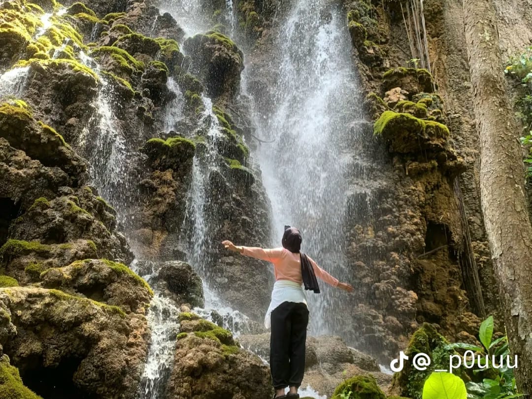 Panorama eksotik Air Terjun Goa Tetes. (Foto: TikTok.com/@_p0uuu)
