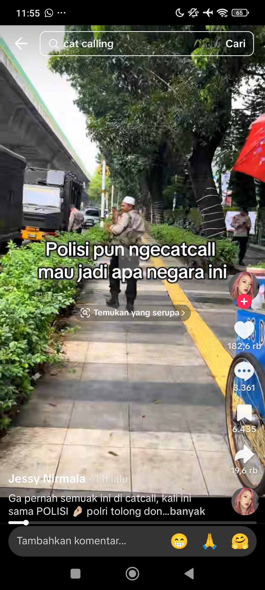 Cuplikan video yang sedang viral polisi melakukan catcalling kepada perempuan yang sedang perjalanan pulang dari pillates
