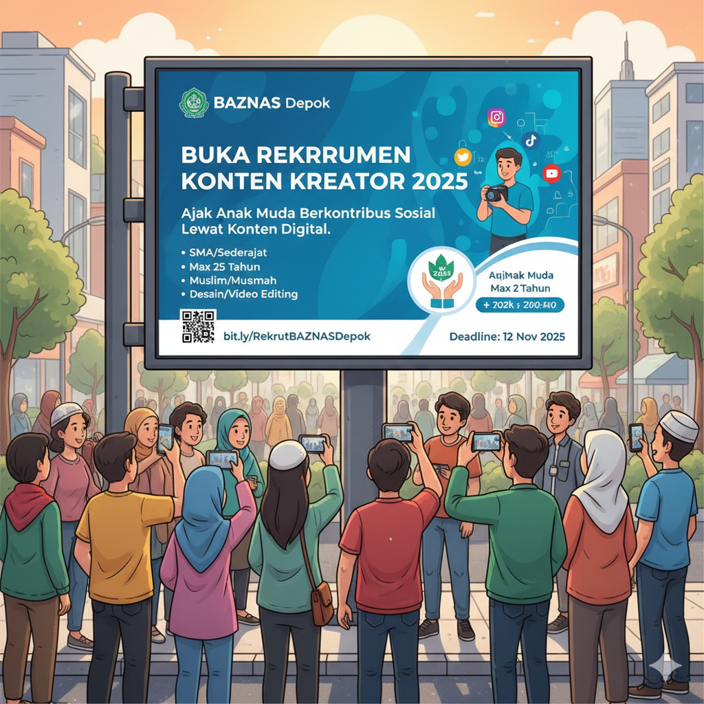 Ilustrasi Baznas Depok Membuka Rekrutmen Konten Kreator 2025