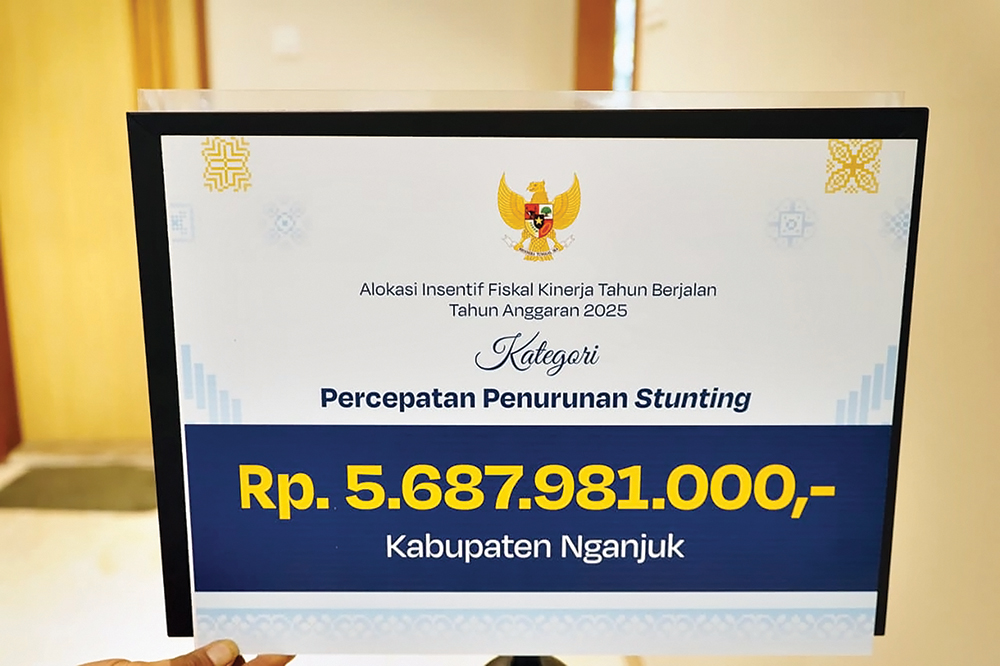 APRESIASI: Pemkab Nganjuk mendapat dana Rp 5,6 miliar untuk percepatan penurunan stunting.