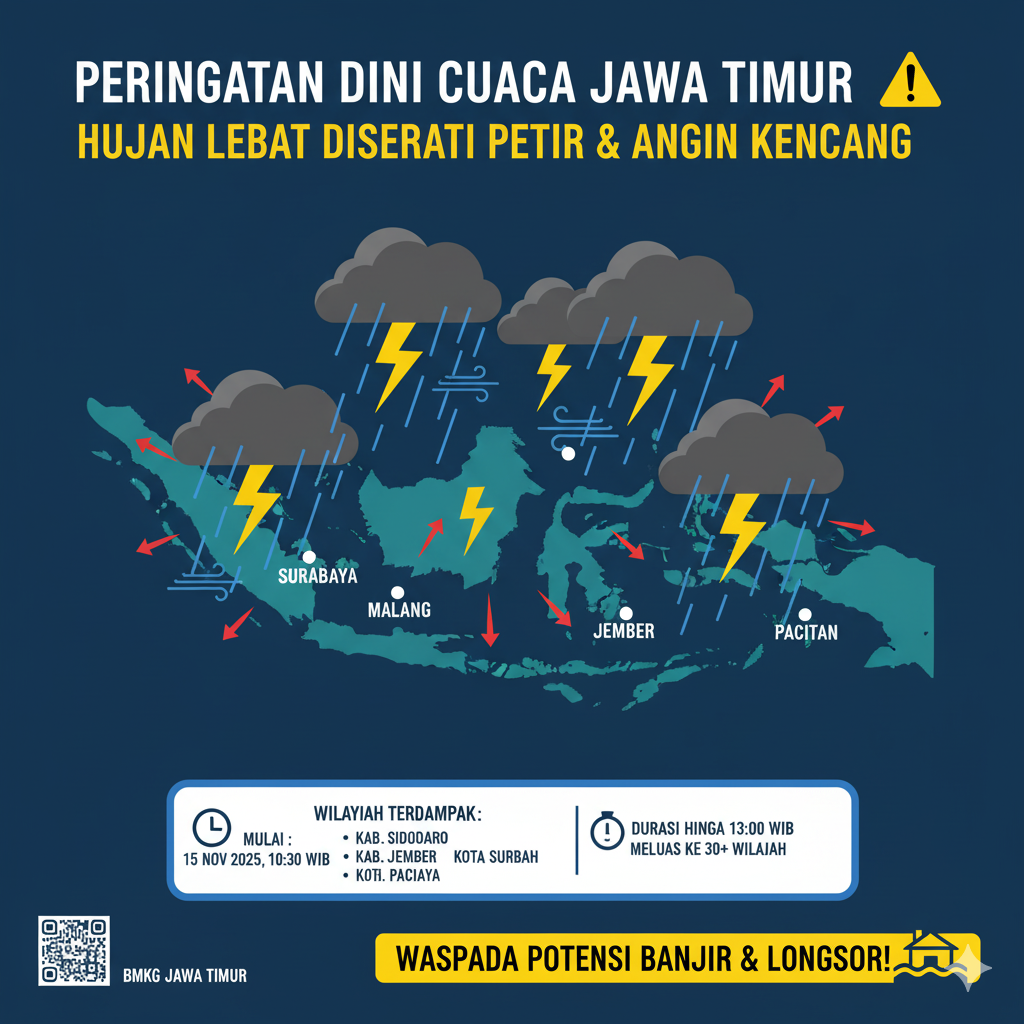 Ilustrasi Peringatan Dini Cuaca Jawa Timur