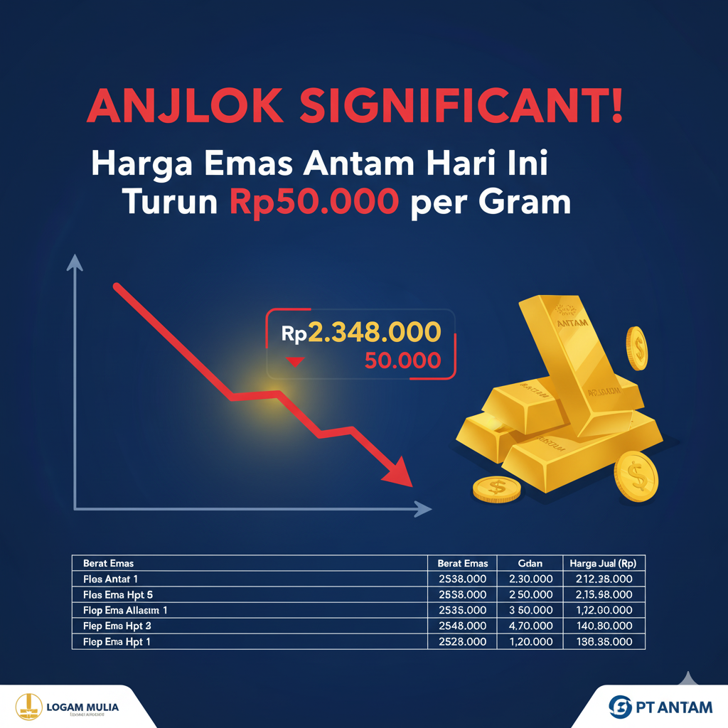 Ilustrasi Harga Emas Anjlok Signifikan