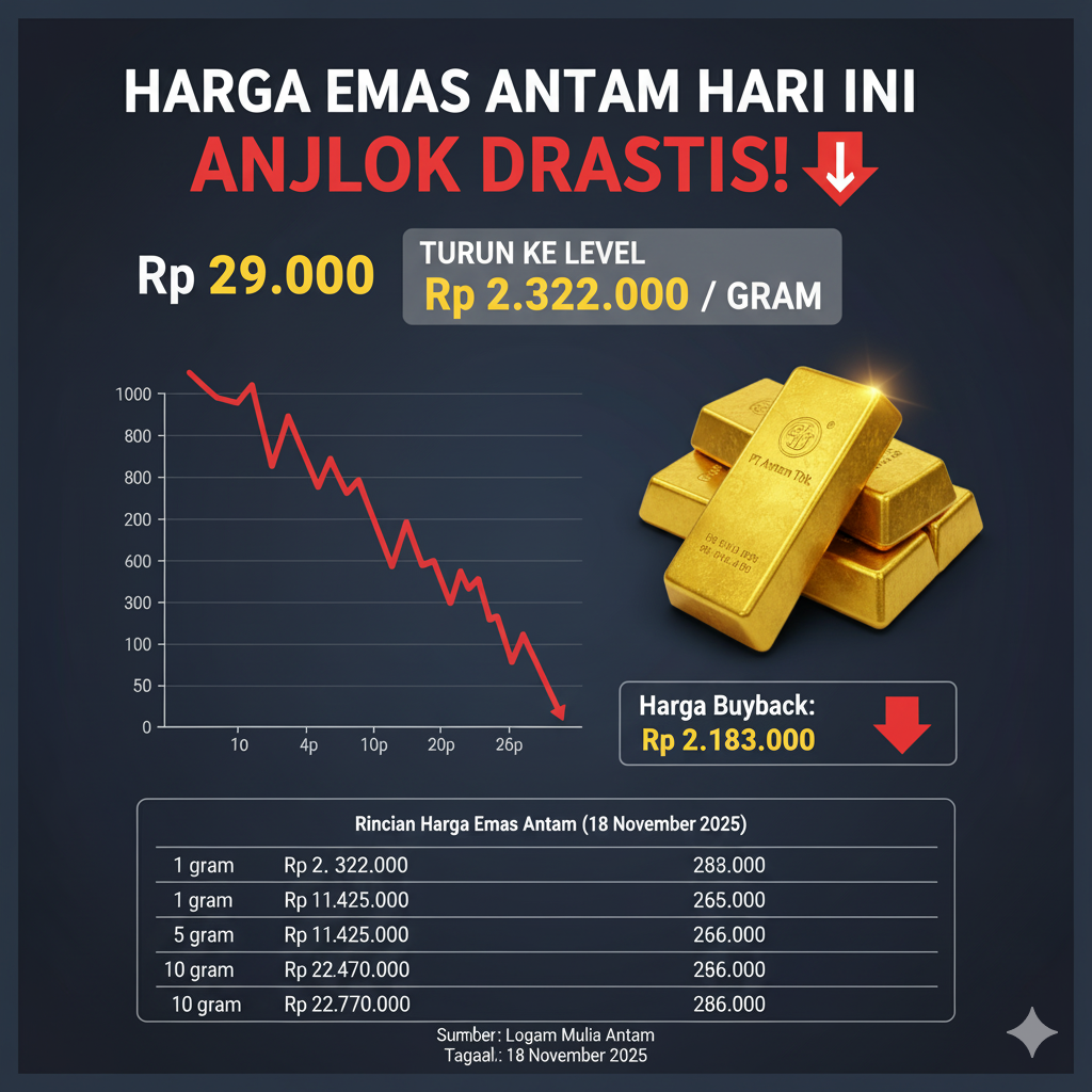 Ilustrasi Harga Emas Antam Hari Ini Anjlok Drastis