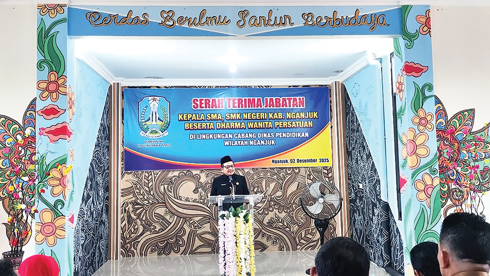 SAMBUTAN: Plt Kacabdin Jatim WIlayah Nganjuk Iwan Triyono beri motivasi.