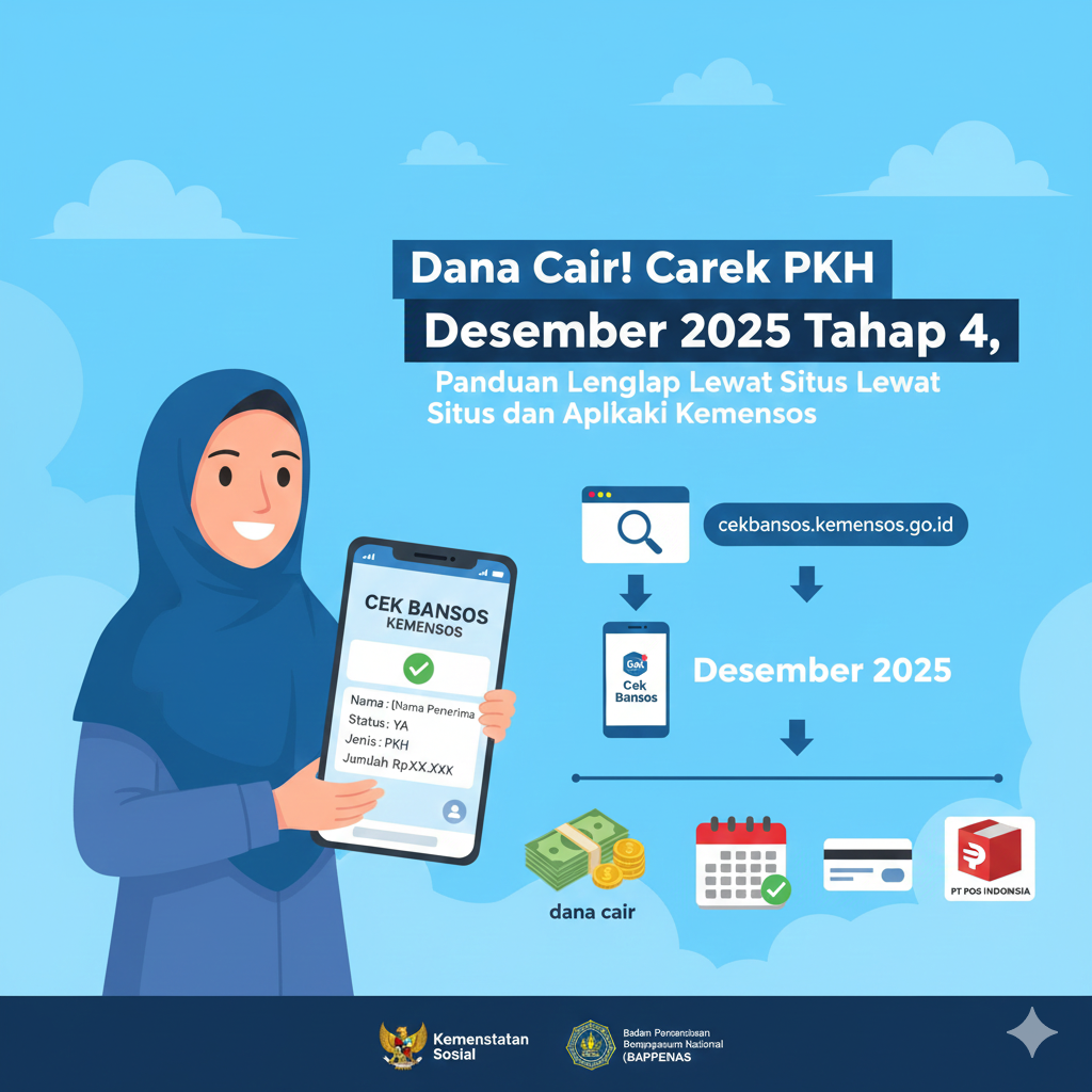 Ilustrasi Dana Cair! Cara Cek PKH Desember 2025 Tahap 4, Panduan Lengkap Lewat Situs dan Aplikasi Kemensos