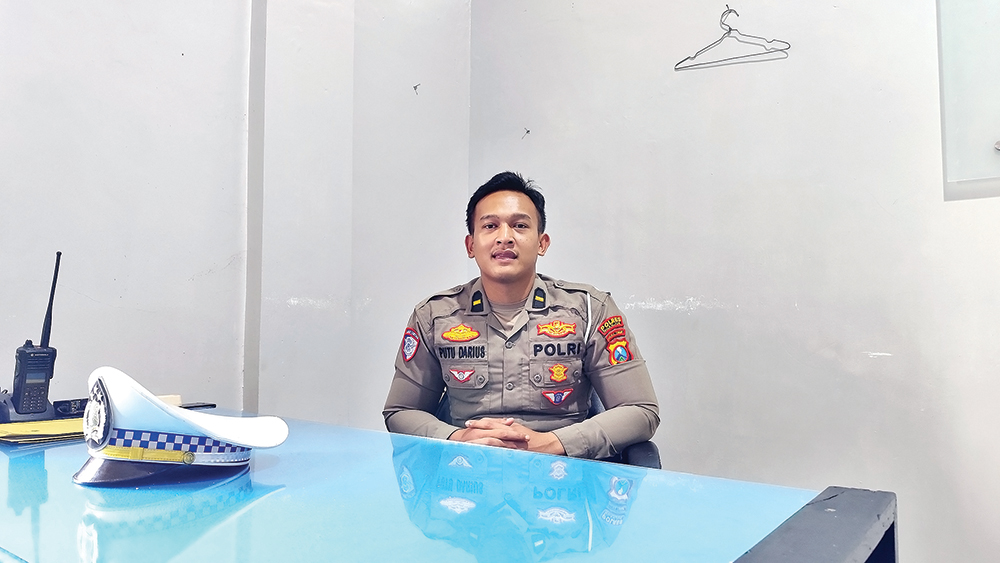 PUTRA BALI: Ipda Putu Darius Pradnyana belum bisa berbahasa Jawa dengan laancar.