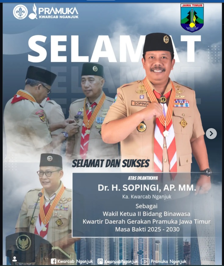 Bikin Bangga, Kak Sopingi Dilantik Jadi Wakil Ketua II Bidang Binawasa Kwarda Jatim