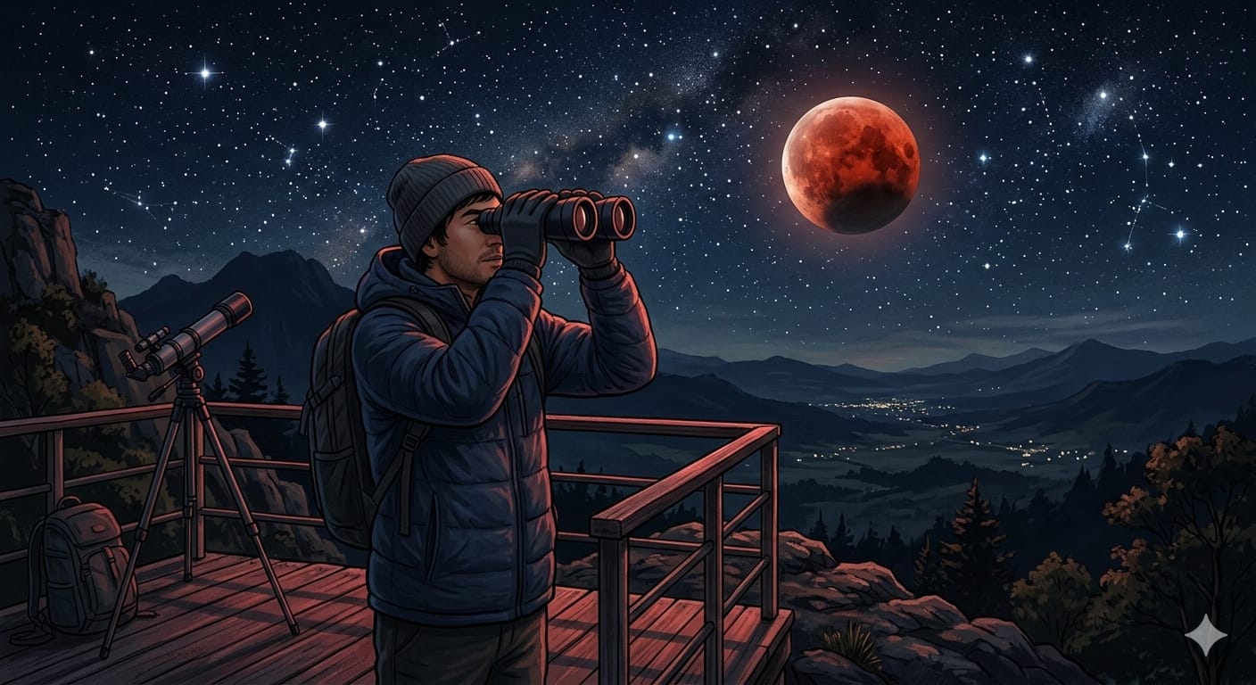 Ilustrasi gerhana bulan petang ini. 