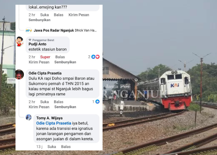 TINGGI PEMINAT: Kereta api saat melintas di wilayah Nganjuk.