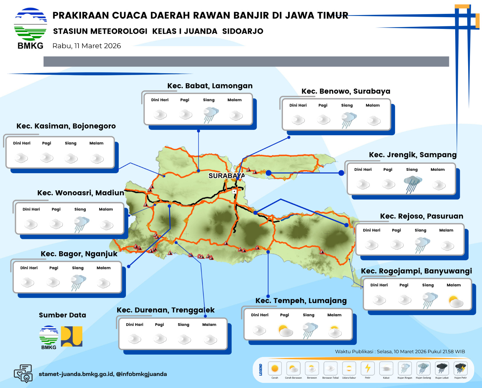 WASPADA: Peta perkiraan cuaca BMKG