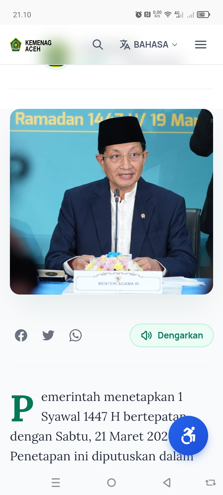 Menteri Agama RI Prof. Dr. KH. Nasaruddin Umar, MA