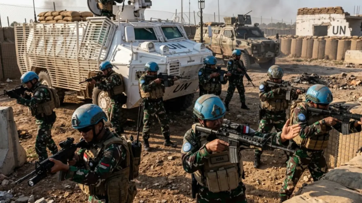 Ilustrasi pasukan penjaga perdamaian UNIFIL Indonesia (AI Gemini) 