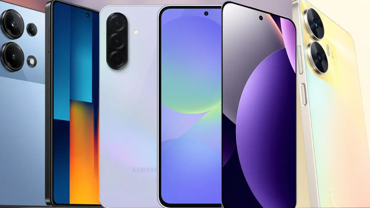 Empat smart phone yang cocok untuk mahasiswa 2026 Redmi, Samsung, Realme, dan Poco.