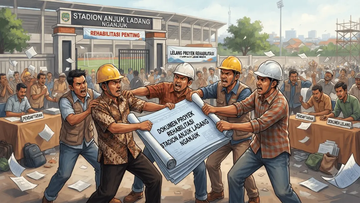 Kontraktor Berebut Proyek Rehabilitasi Stadion Anjuk Ladang Nganjuk