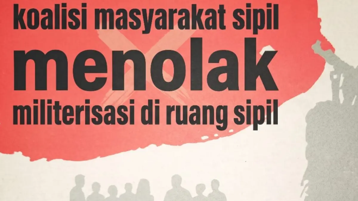 Ilustrasi koalisi masyarakat sipil menolak militerisasi di ruang Publik.