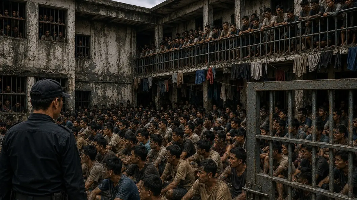 Kondisi padat Rutan Kelas IIB Nganjuk yang hingga Agustus 2026 masih mengalami kelebihan kapasitas mencpai 349 orang.