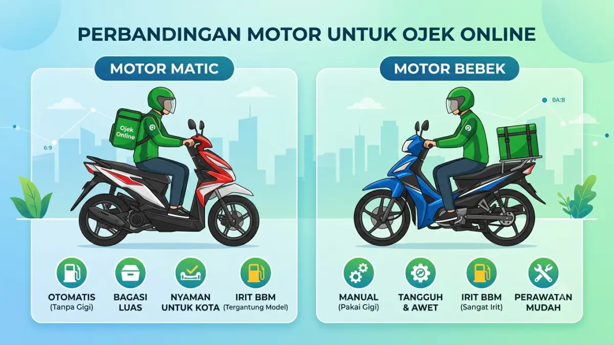 motor matic atau bebek untuk ojek online?