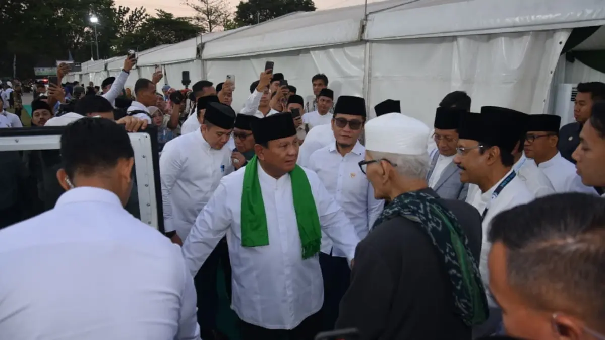 Presiden Prabowo saat tiba di lokasi Muktamar NU.(Foto M Asad MS)