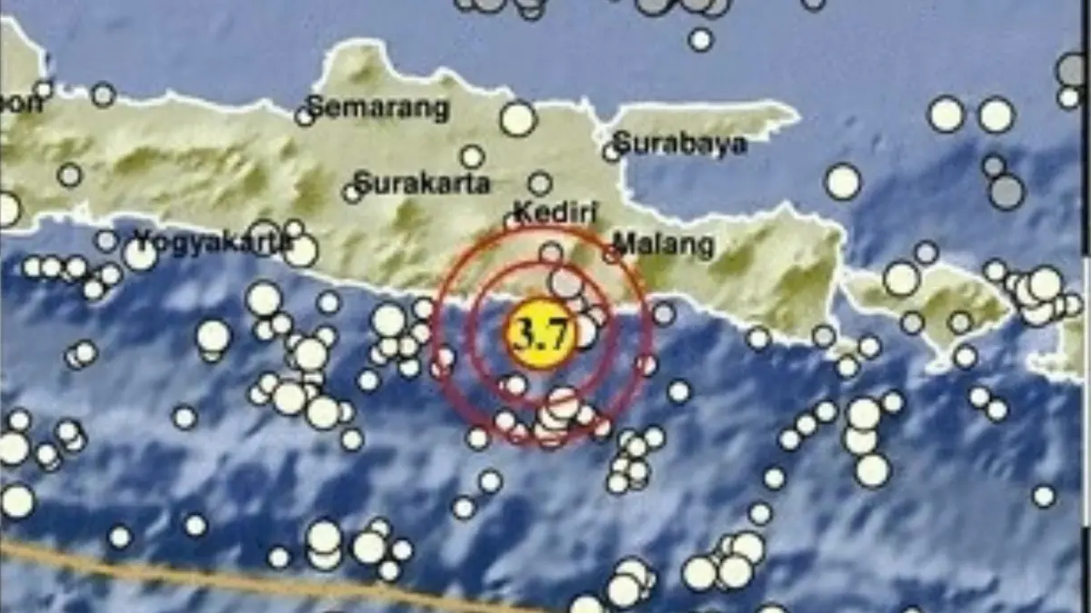 Peta gempa berlokasi di Blitar. (Dok BMKG)