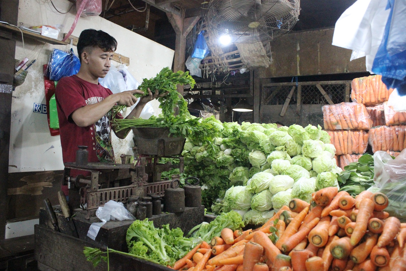 MUSIMAN: Komoditas sayur mayur mengalami lonjakan harga akibat musim hujan.