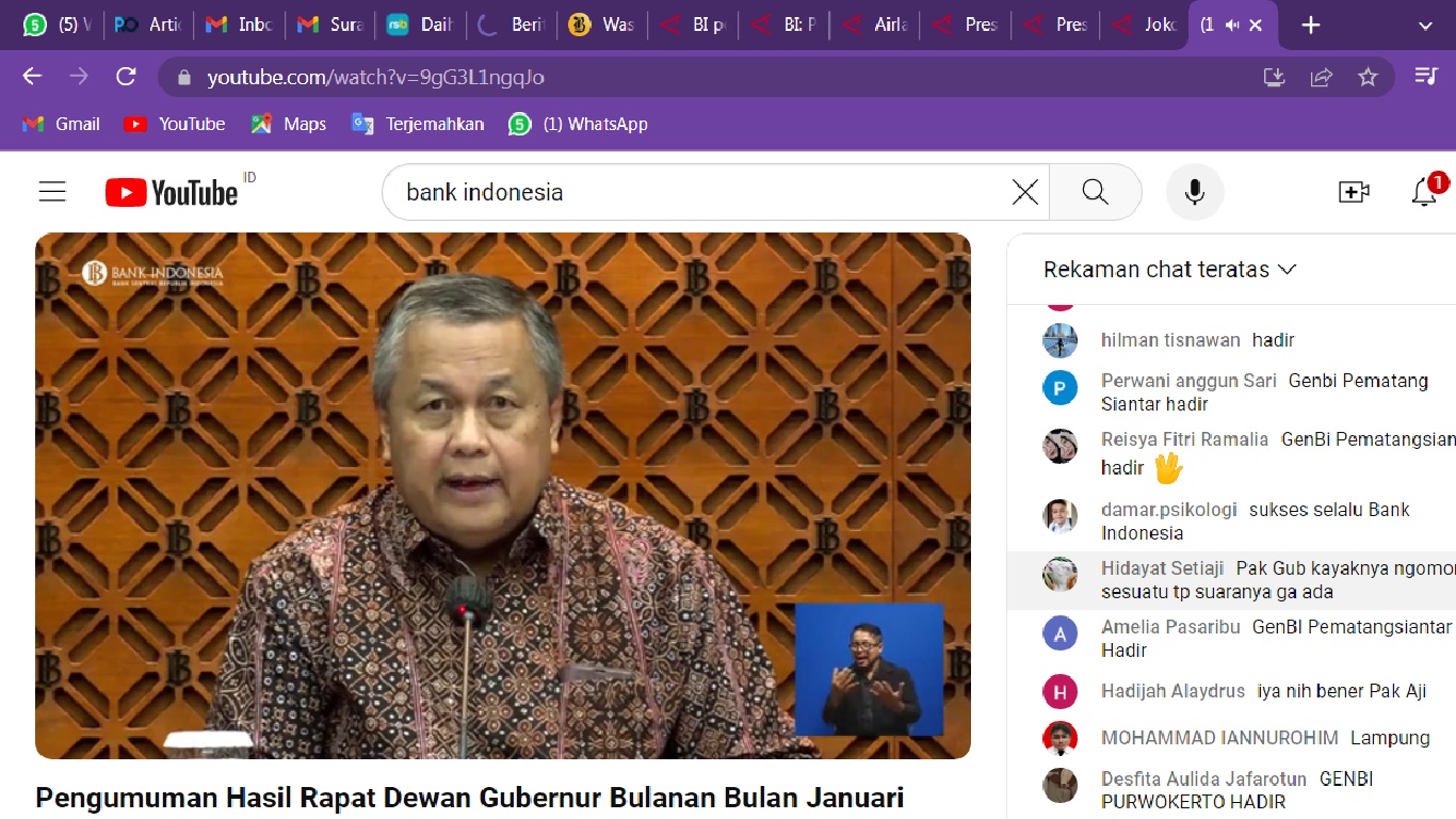 Gubernur Bank Indonesia Perry Warjiyo saat mengumumkan hasil Rapat Dewan Gubernur (RDG) BI Bulan Januari 2024 di Jakarta, Rabu (17/1).