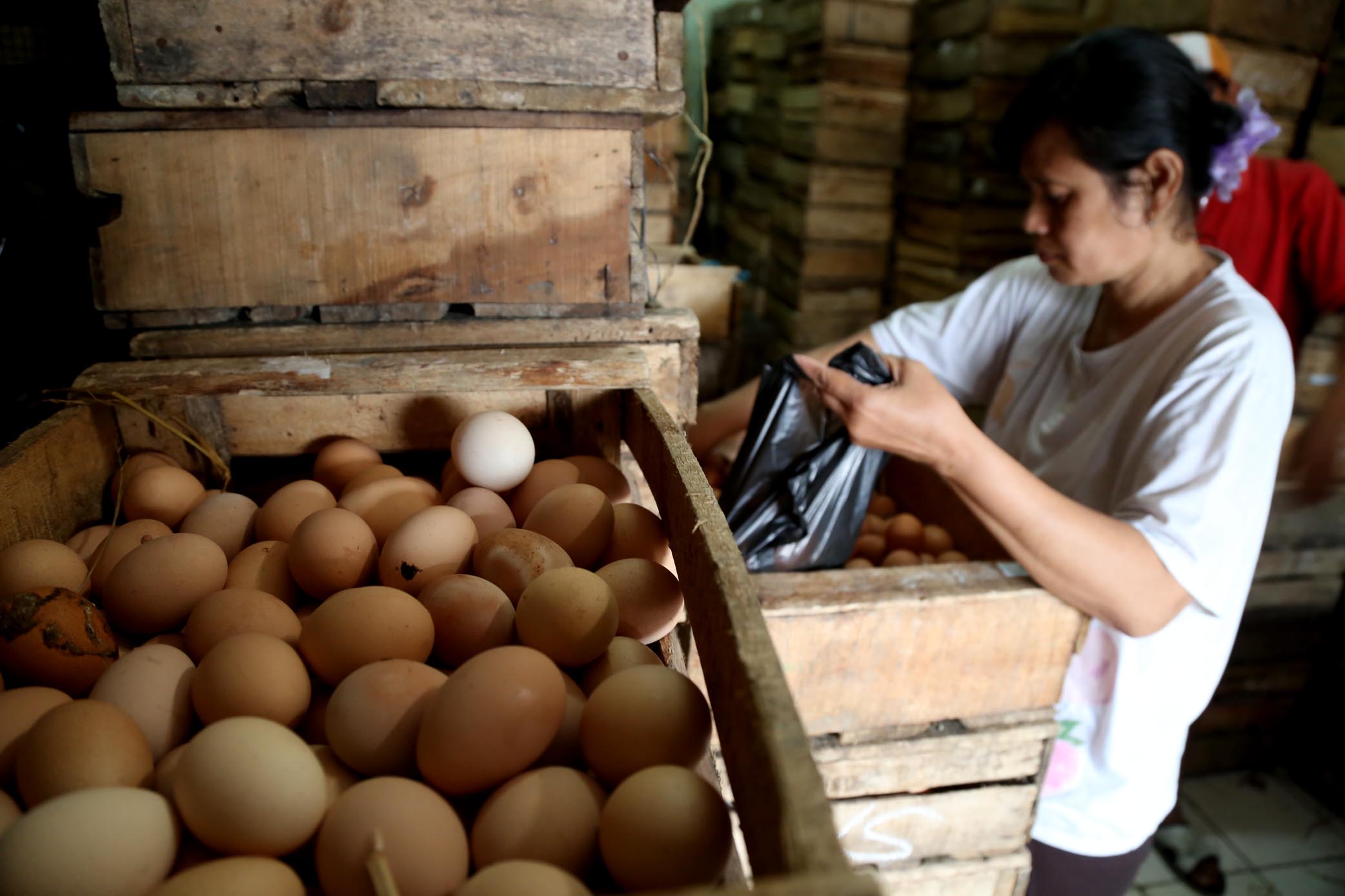 KIAN MAHAL: Harga telur ayam di pasar Surabaya sudah ada yang mencapai Rp 31.500 per kilogram.