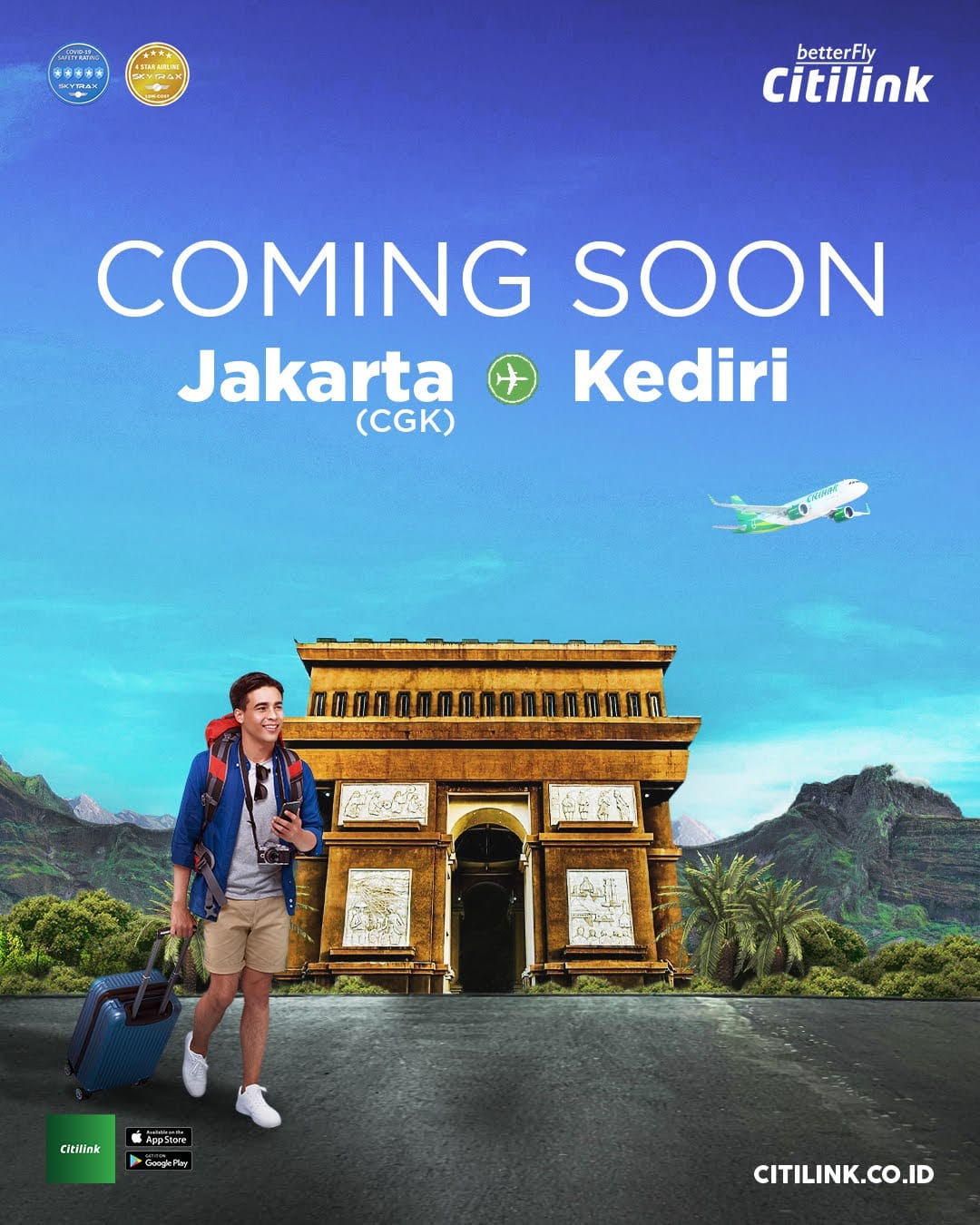Flyer promosi Citilink yang membuka rute Jakarta-Kediri.