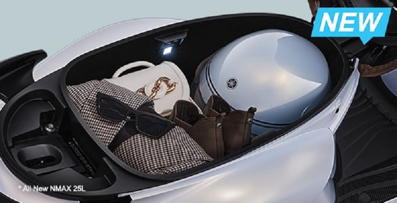 BESAR: Yamaha Grand Filano Hybrid-Connected dilengkapi dengan bagasi yang luar biasa luas dengan kapasitas hingga 27 liter, dirancang khusus untuk menampung berbagai kebutuhan harian pengguna.