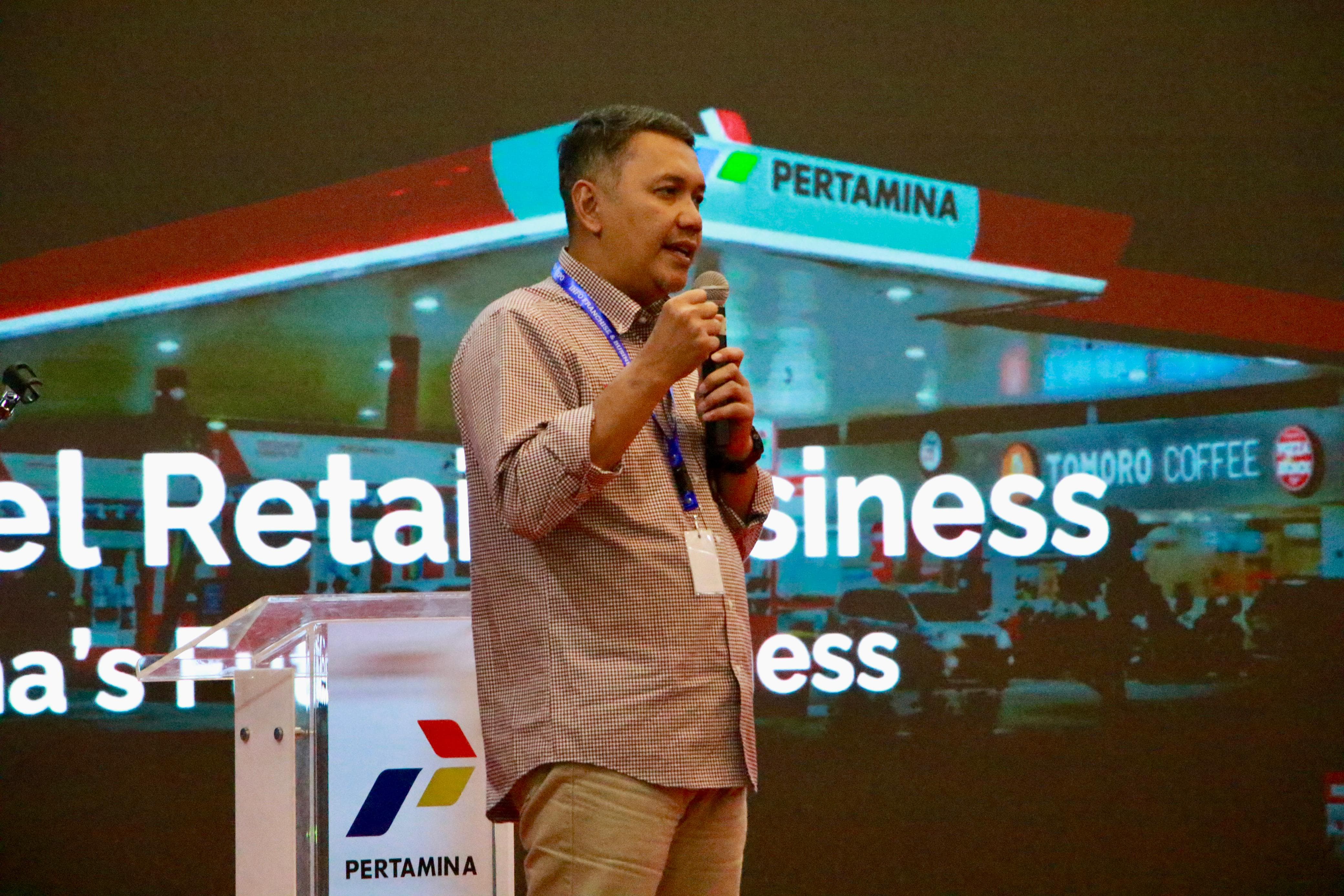 BERBAGI: VP Retail Fuel Sales Eko Ricky Susanto menjelaskan mengenai bisnis Non Fuel Retail (NFR) yang tengah berkembang pesat di SPBU Pertamina.