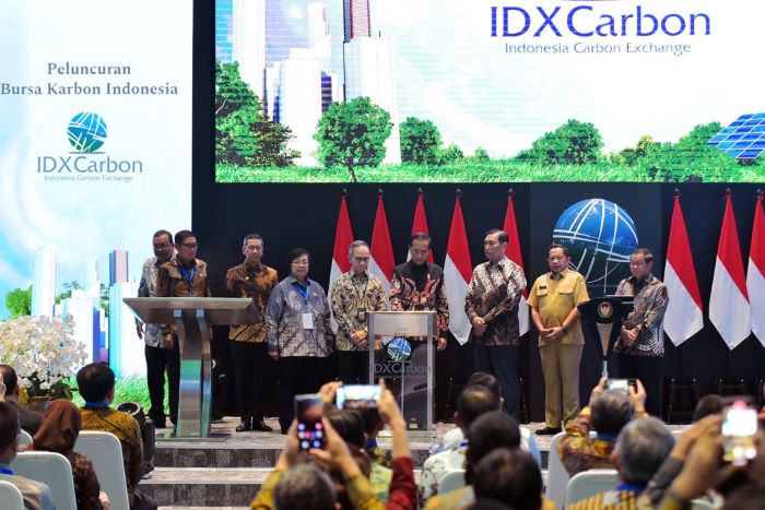 PRESTASI: Suasana diluncurkannya Bursa Karbon Indonesia oleh Presiden Joko Widodo di kantor BEI Jakarta, 26 September tahun lalu.