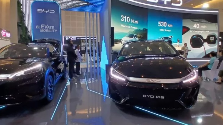 PT BYD Motor Indonesia saat mengikuti Gaikindo Indonesia Internatinal Motor Show (GIIAS) 2024 di Surabaya beberapa waktu lalu.