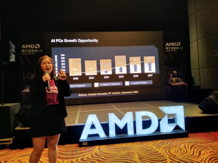 TEKNOLOGI TERKINI: Consumer Business Development AMD Indonesia Armawati Cen menjelaskan mengenai AMD Ryzen AI 300 Series.