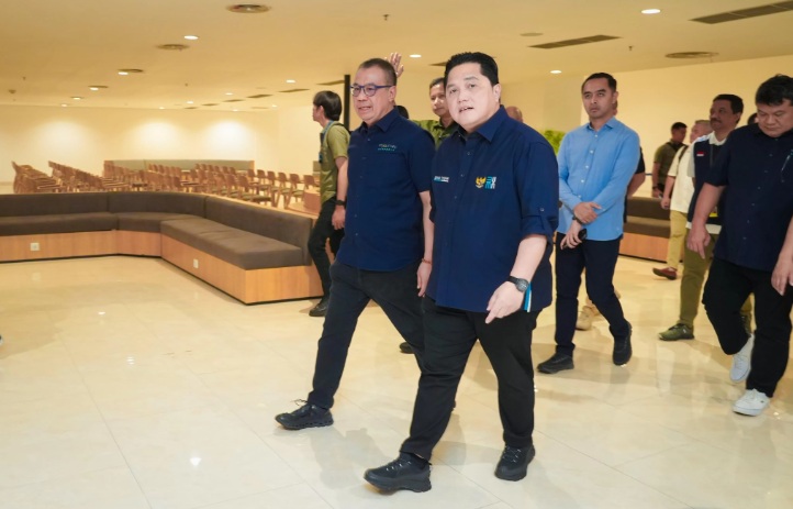 MELANGKAH: Menteri BUMN Erick Thohir sebut jika pemerintah mengoptimalkan pelayanan ibadah haji dan umrah di Terminal 2F Bandara Internasional Soekarno-Hatta, sesuai dengan perintah Presiden Prabowo.