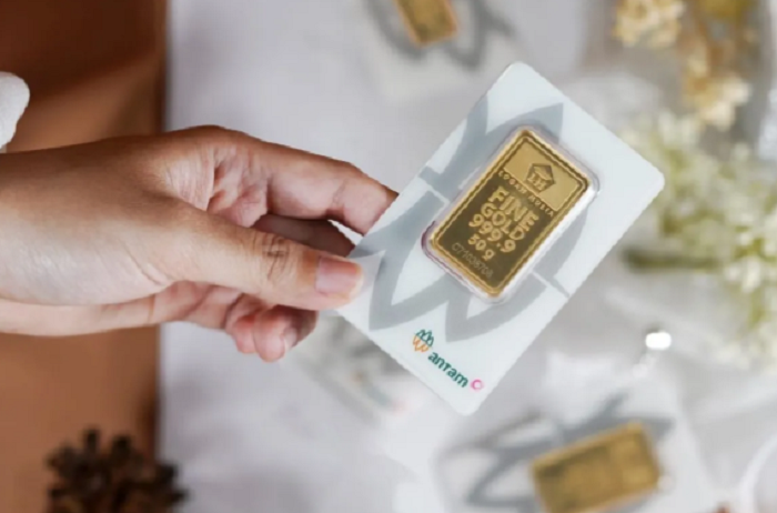 INVESTASI: Salah satu kepingan logam mulia keluaran PT Aneka Tambang (Antam) Tbk.