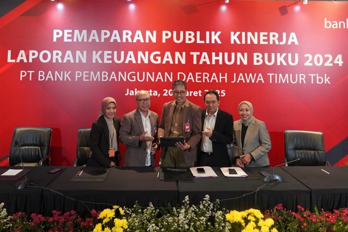SUKSES: Pemaparan Publik Kinerja Laporan Keuangan Tahun Buku 2024 Bank Jatim di Jakarta, Kamis (20/3/2025).