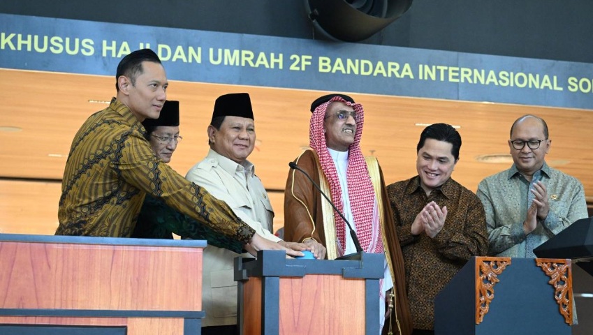 SELAMAT: Presiden Prabowo meresmikan Terminal Khusus Haji dan Umrah 2F Bandara Soekarno-Hatta Tangerang, Minggu (4/5/2025).