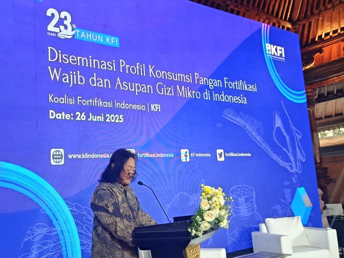 SAMBUTAN: Ketua Dewan Pengawas Koalisi Fortifikasi Indonesia (KFI) Fransiscus Welirang.