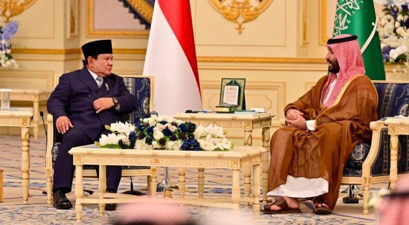 SAHABAT: Presiden Prabowo melakukan pertemuan bilateral tingkat tinggi dengan Putra Mahkota sekaligus PM Arab Saudi, Mohammed bin Salman Al Saud, pada kunjungan kenegaraan ke Arab Saudi.
