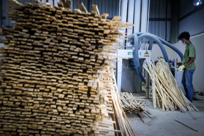 BAHAN BANGUNAN: UMKM bambu menjadi bagian dari Program 3 Juta Rumah.