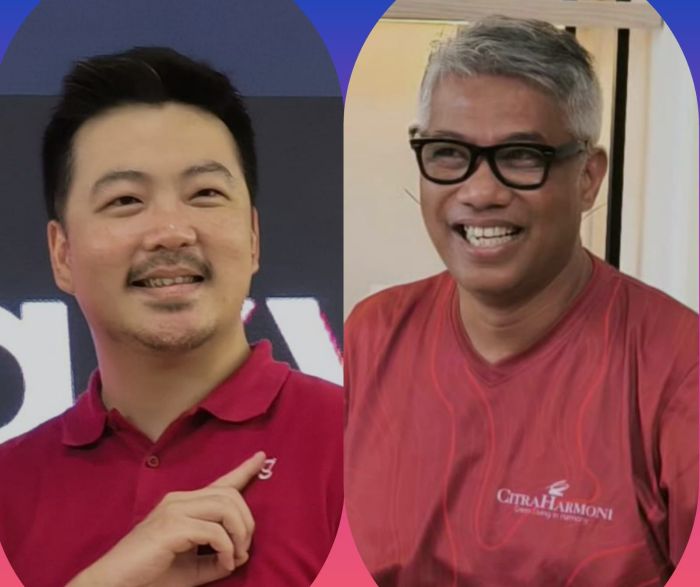 MODERAT: Agung Krisprimandoyo, Direktur Ciputra Group (kanan) dan Kennard Nugraha, CEO Galaxy Property memperkirakan tahun ini ini pasar tetap ada pertumbuhan moderat.