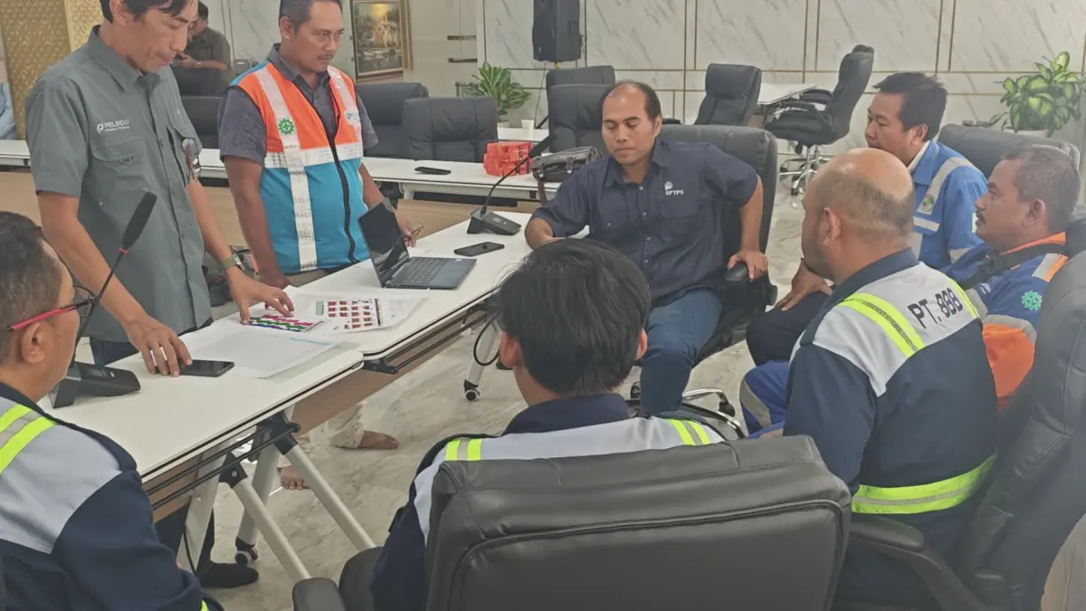 Tim Operasional TPS sedang melakukan koordinasi pada simulasi drill BCMS, pada Kamis (2/4) di Kantor TPS 