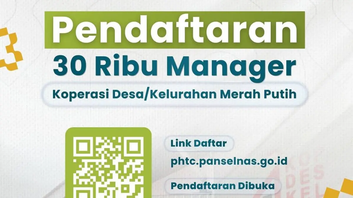 Tangkapan layar informasi rekrutmen 30 ribu manager Koperasi Desa/Kelurahan Merah Putih. (Kementerian Koperasi)