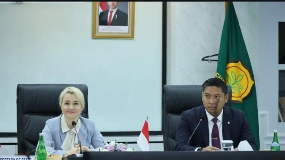 KERJASAMA: Wamentan RI Sudaryono saat melakukan pertemuan bilateral dengan Wakil Menteri Pertanian Polandia Małgorzata Groma-dzka.